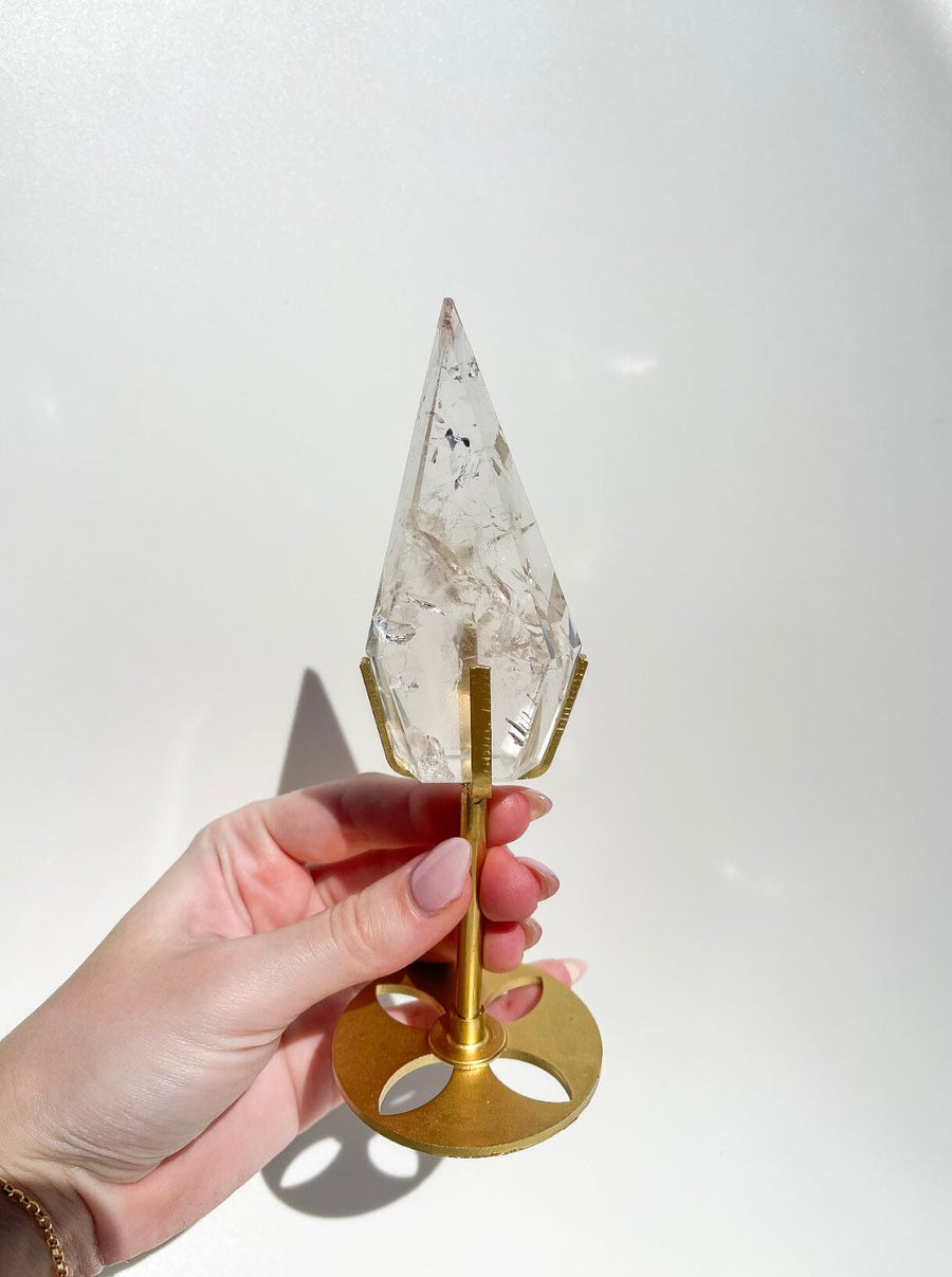 Clear Quartz Diamond on Stand #22 (see video)