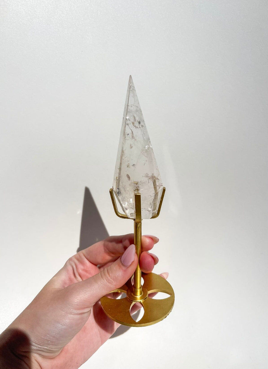 Clear Quartz Diamond on Stand #5 (see video)