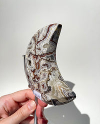 Crazy Lace Agate Moon on Stand #2