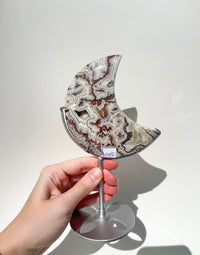 Crazy Lace Agate Moon on Stand #2