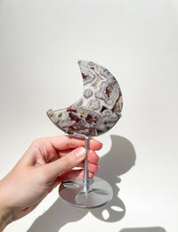 Crazy Lace Agate Moon on Stand #3