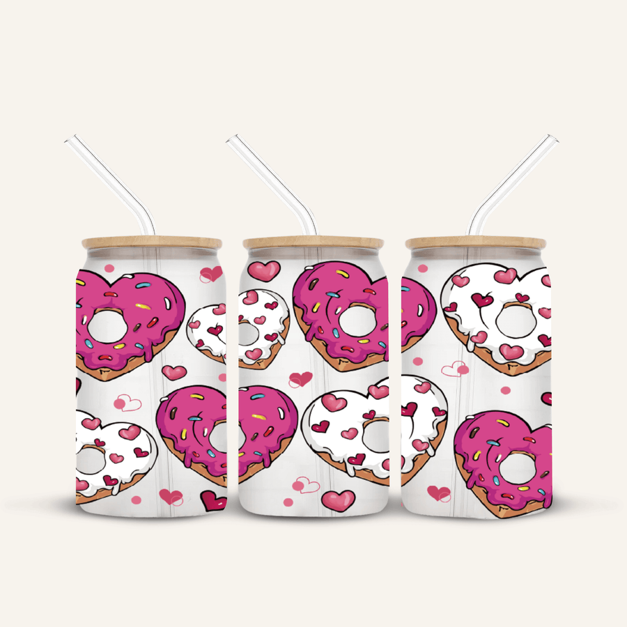 Doughnut Heart Glass Cup *FROSTED*