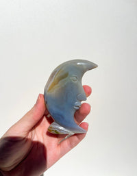 Druzy Blue Agate Self-Standing Moon #2