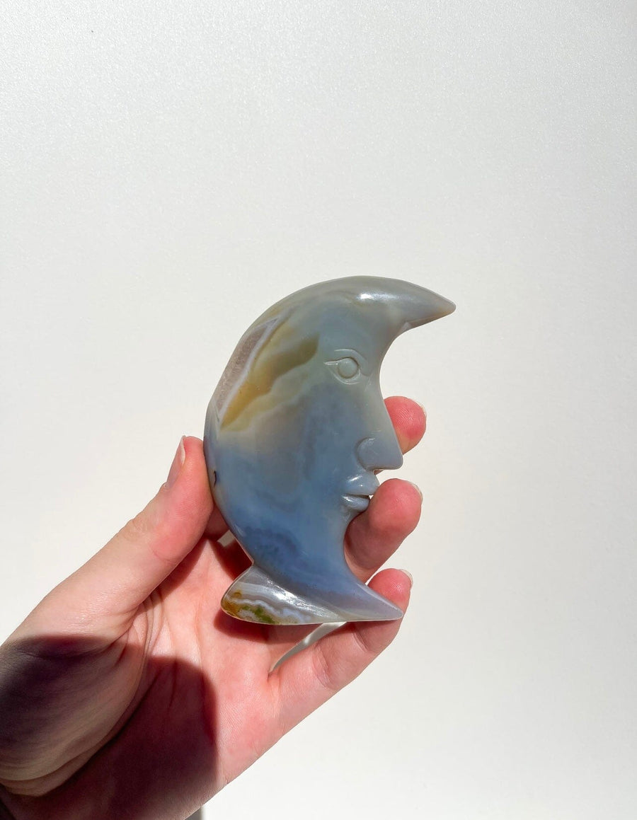 Druzy Blue Agate Self-Standing Moon #2