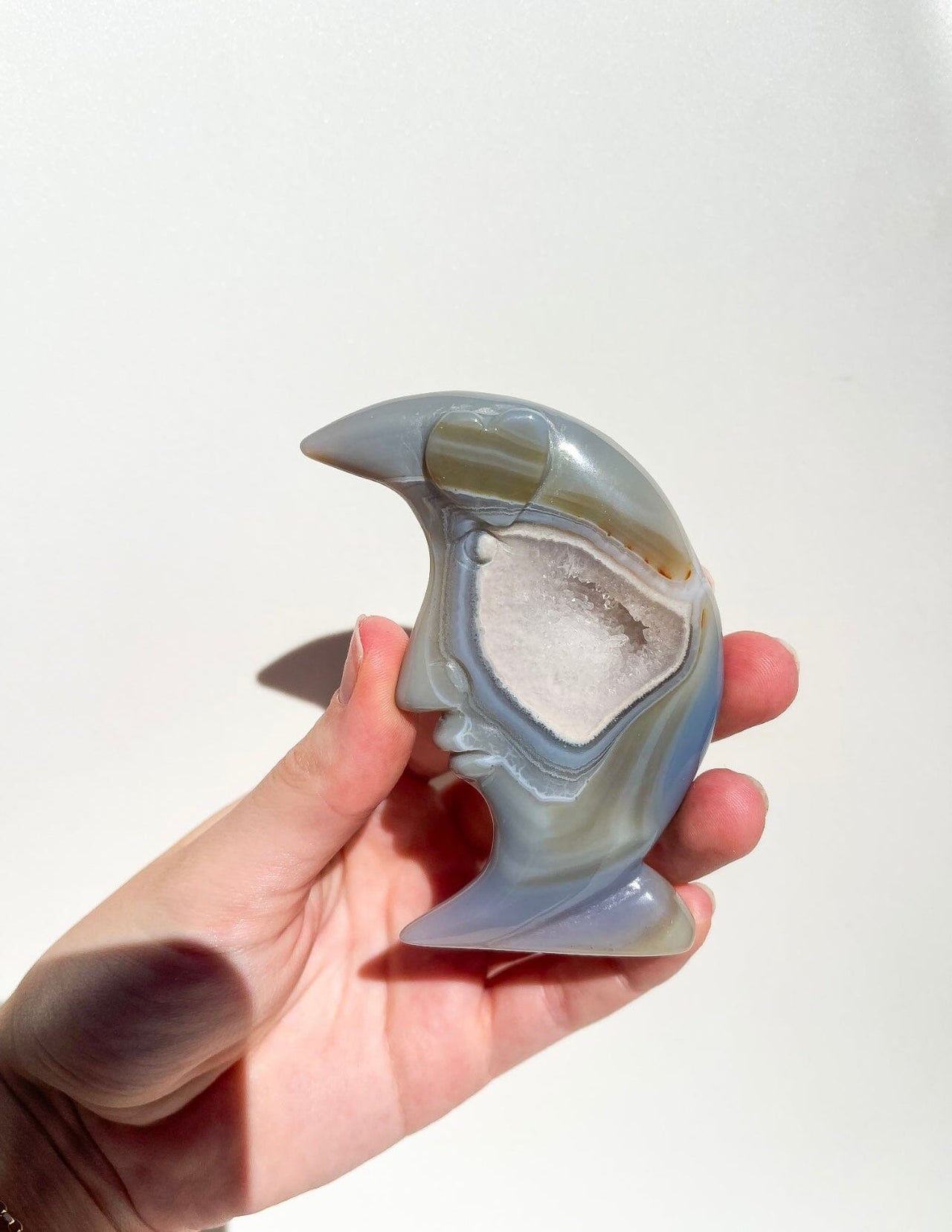 Druzy Blue Agate Self-Standing Moon #2