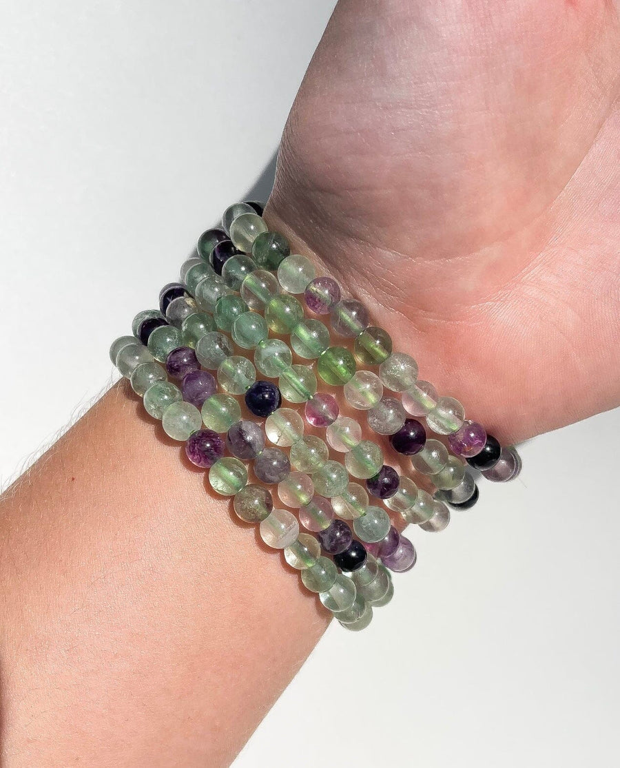 Fluorite Bead Bracelet Halo Quartz 