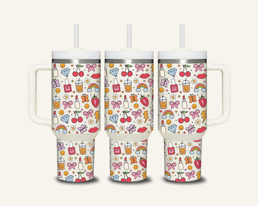 Girly Icons Tumbler with Side Handle