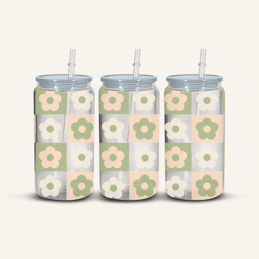 Green & Cream Flower Snowglobe Cup