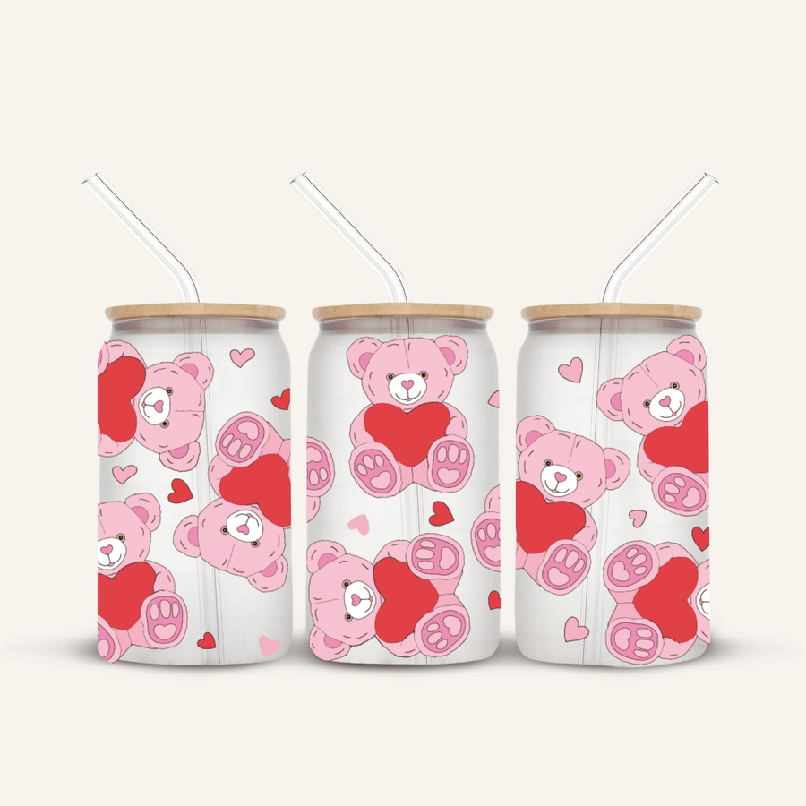 Heart Bear Glass Cup *FROSTED*