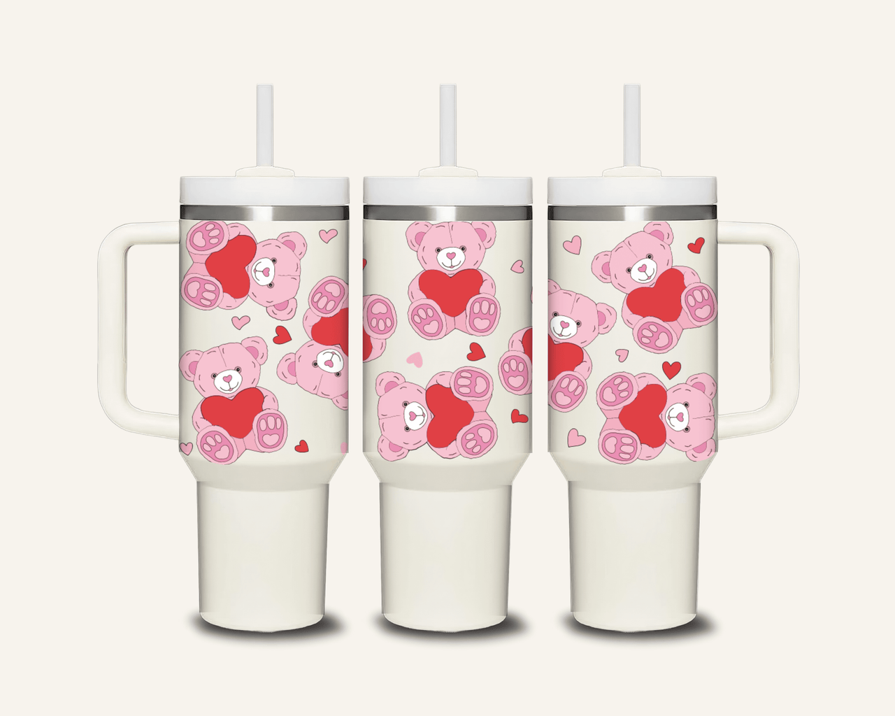 Heart Bear Tumbler with Side Handle