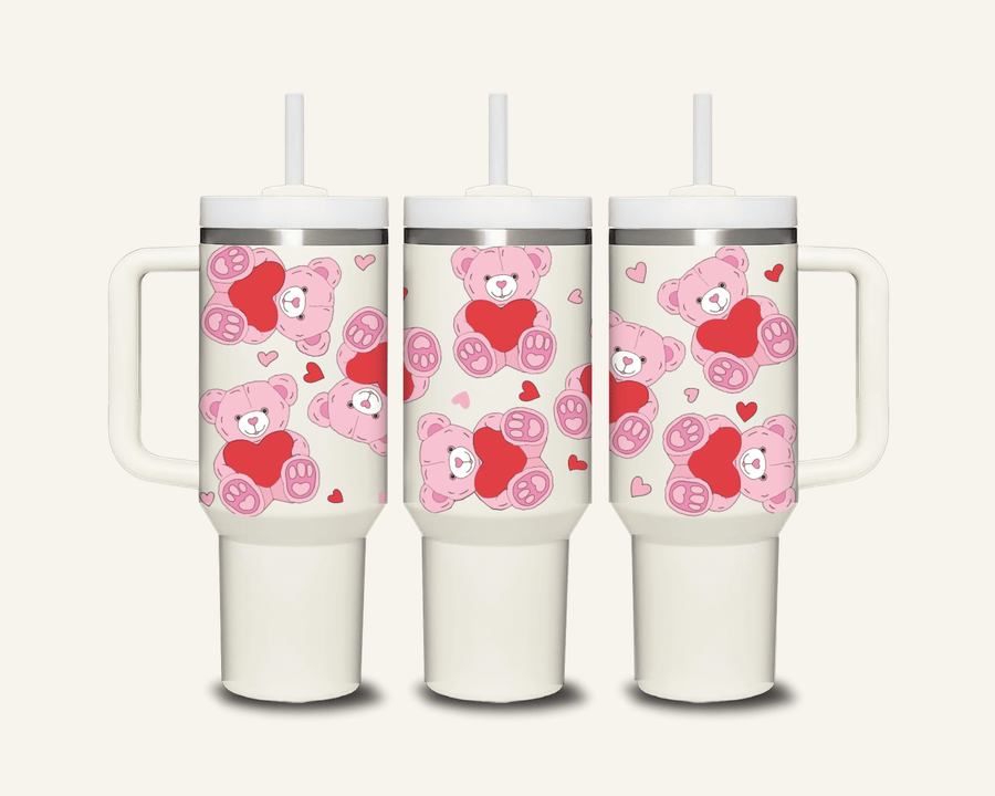 Heart Bear Tumbler with Side Handle