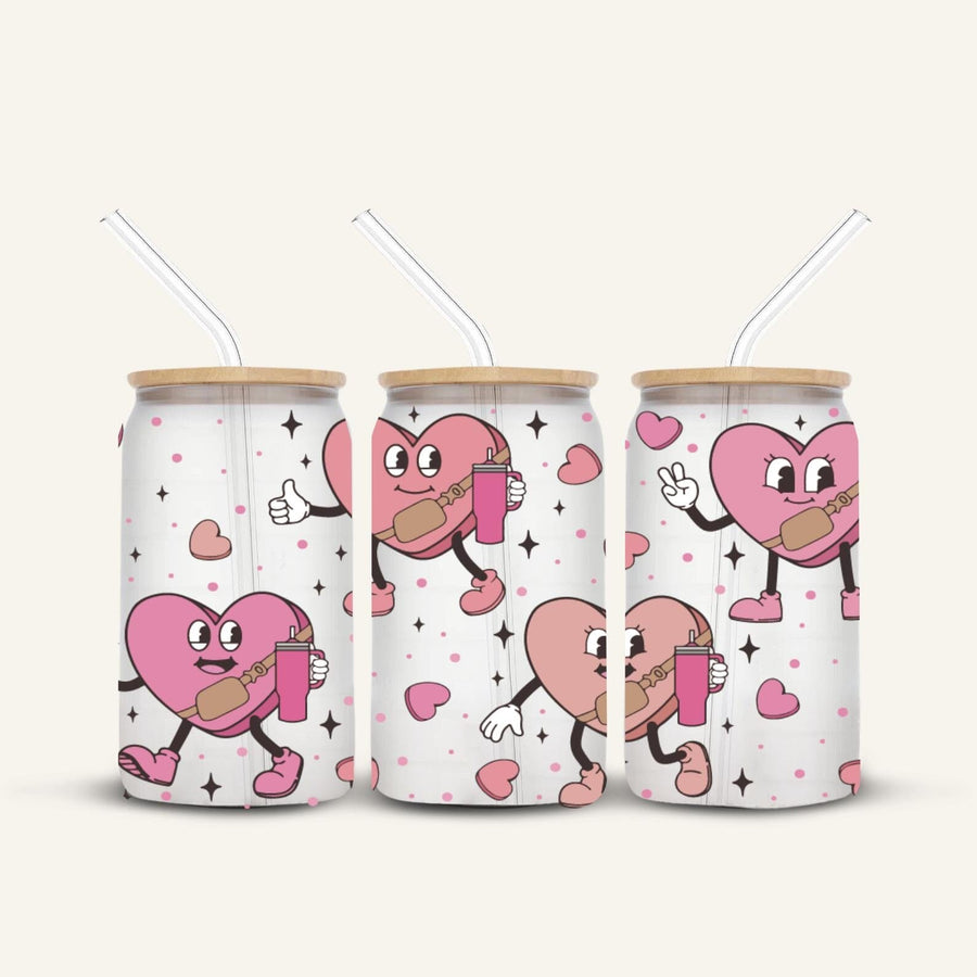 Heart & Tumbler Glass Cup *FROSTED*