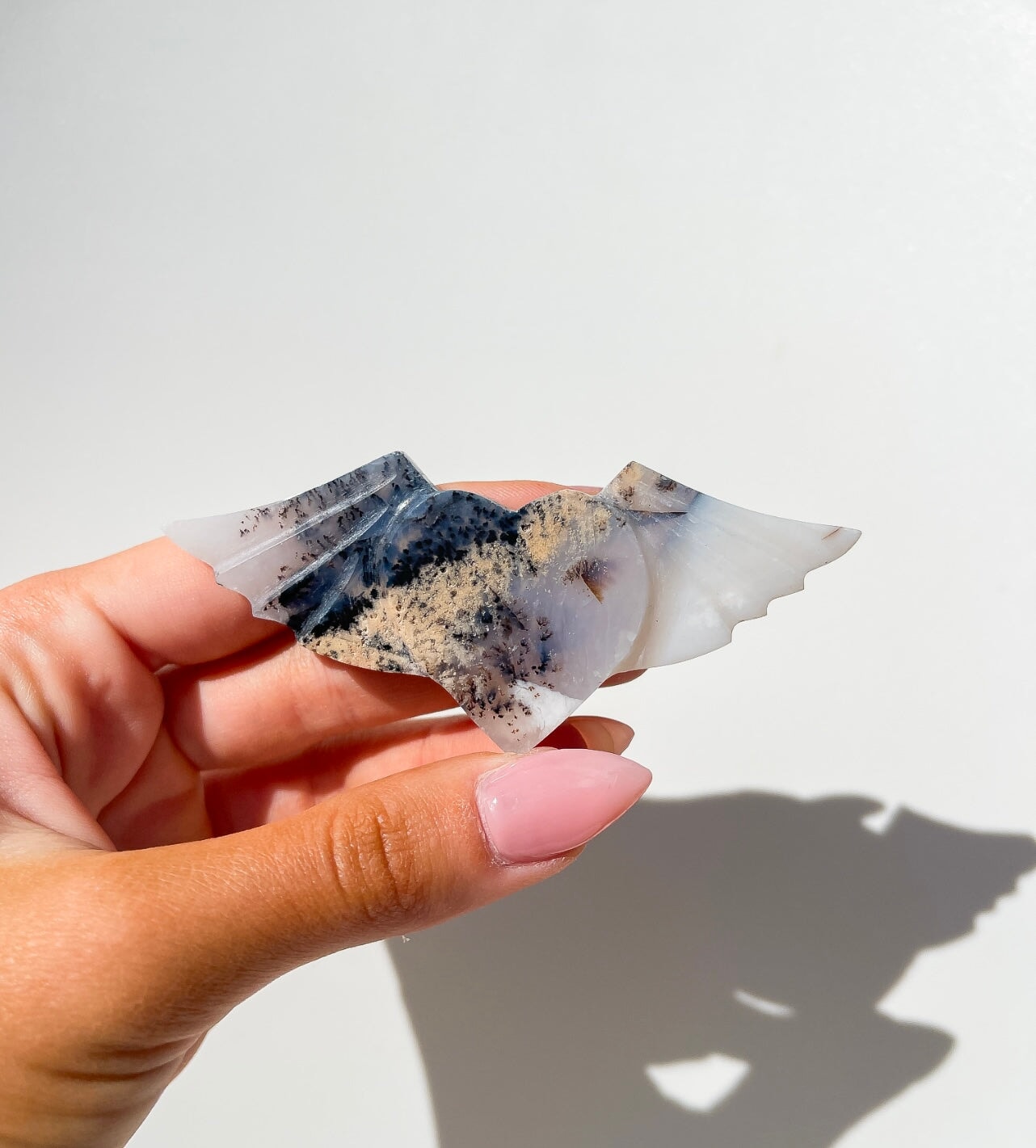 Dendritic Agate Heart Wings #6 Halo Quartz 
