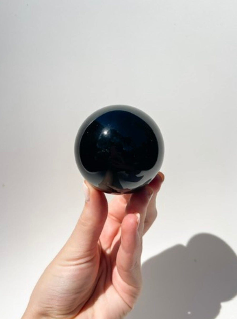 Large Obsidian Sphere Intuitively Chosen Halo Quartz 