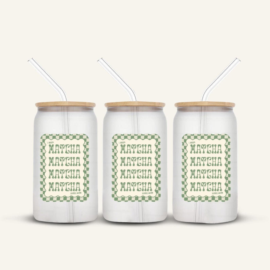 Matcha Matcha Matcha Glass Cup *FROSTED*