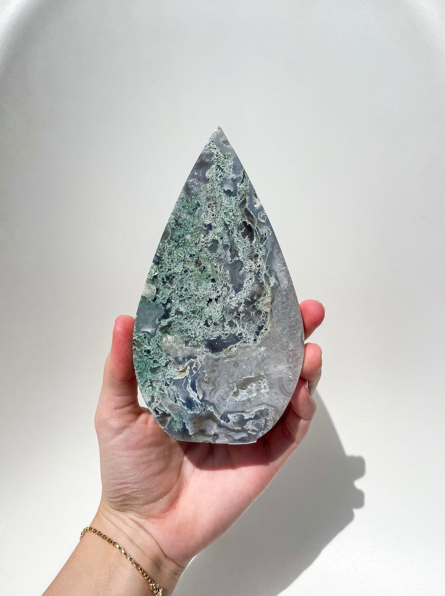 Moss Agate Teardrop #2