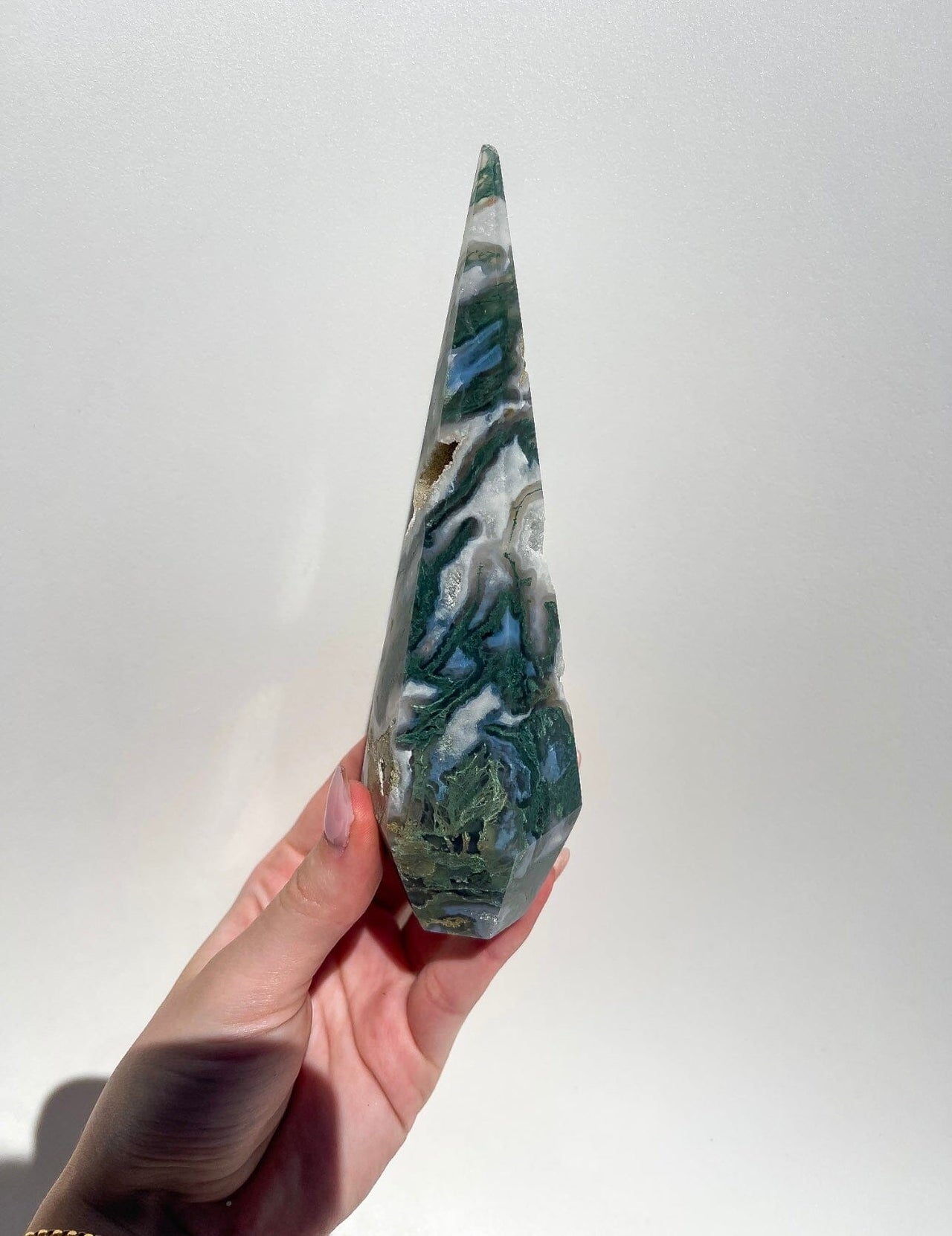 Moss Agate Upside-down Tower #2