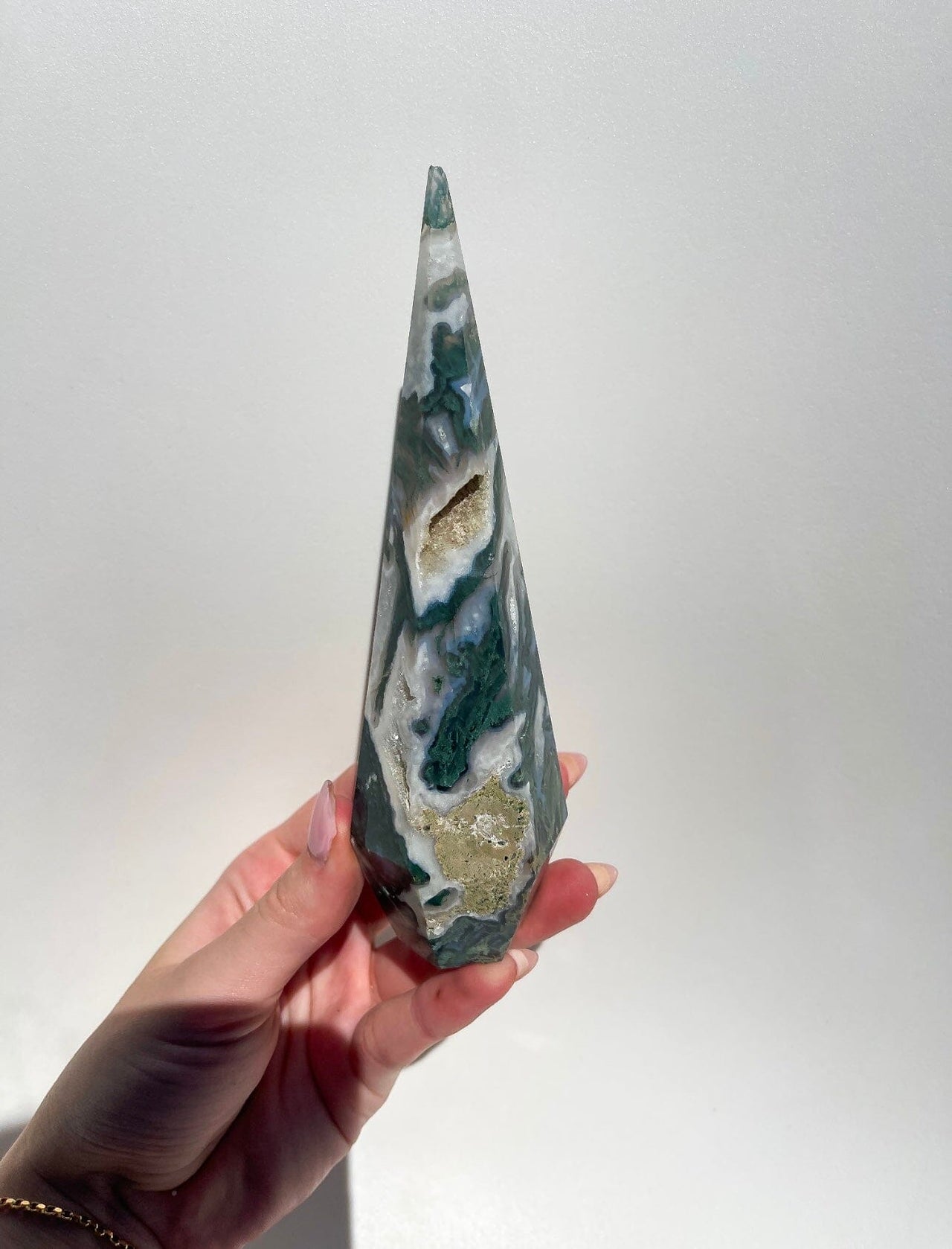 Moss Agate Upside-down Tower #2