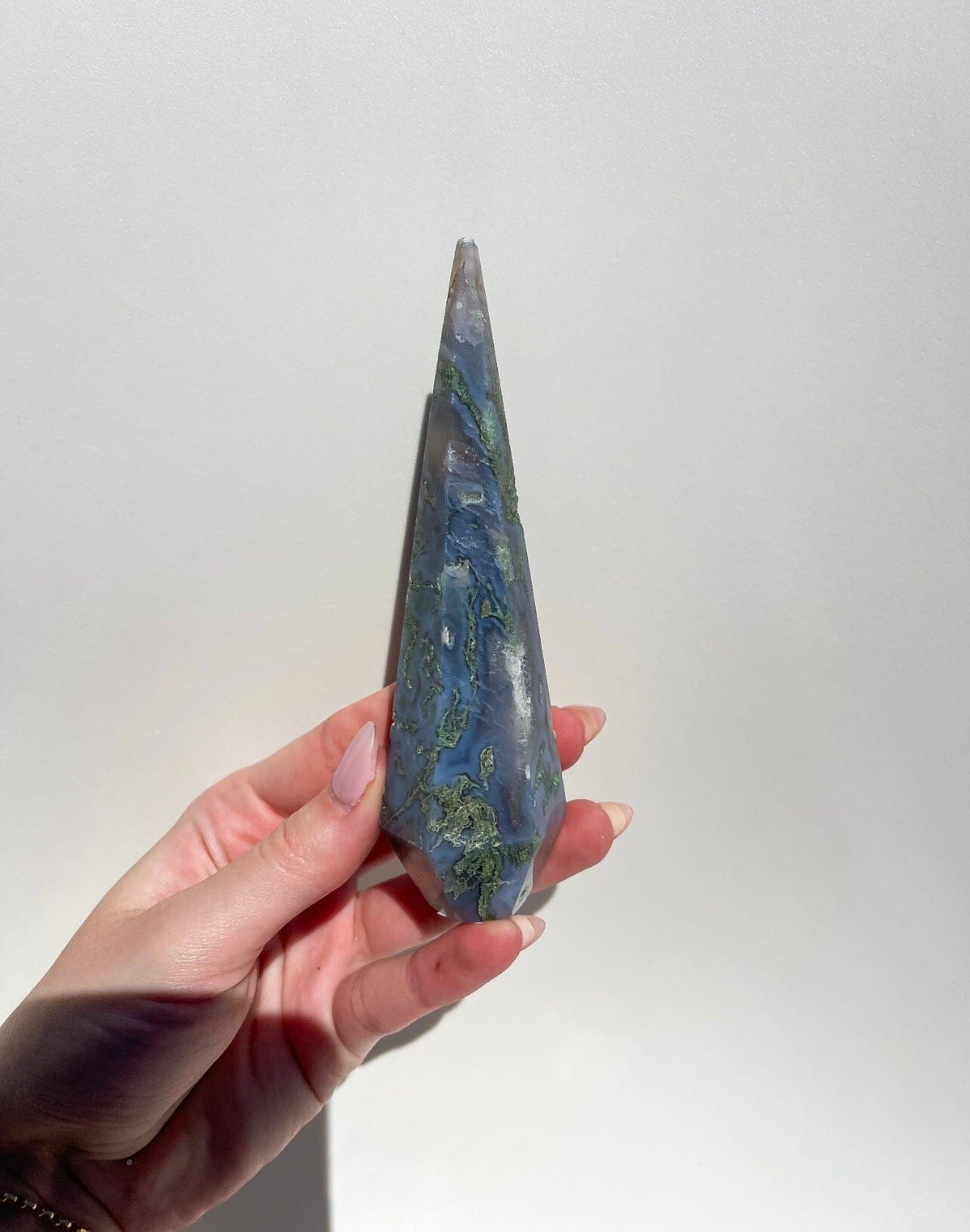 Moss Agate Upside-down Tower #3