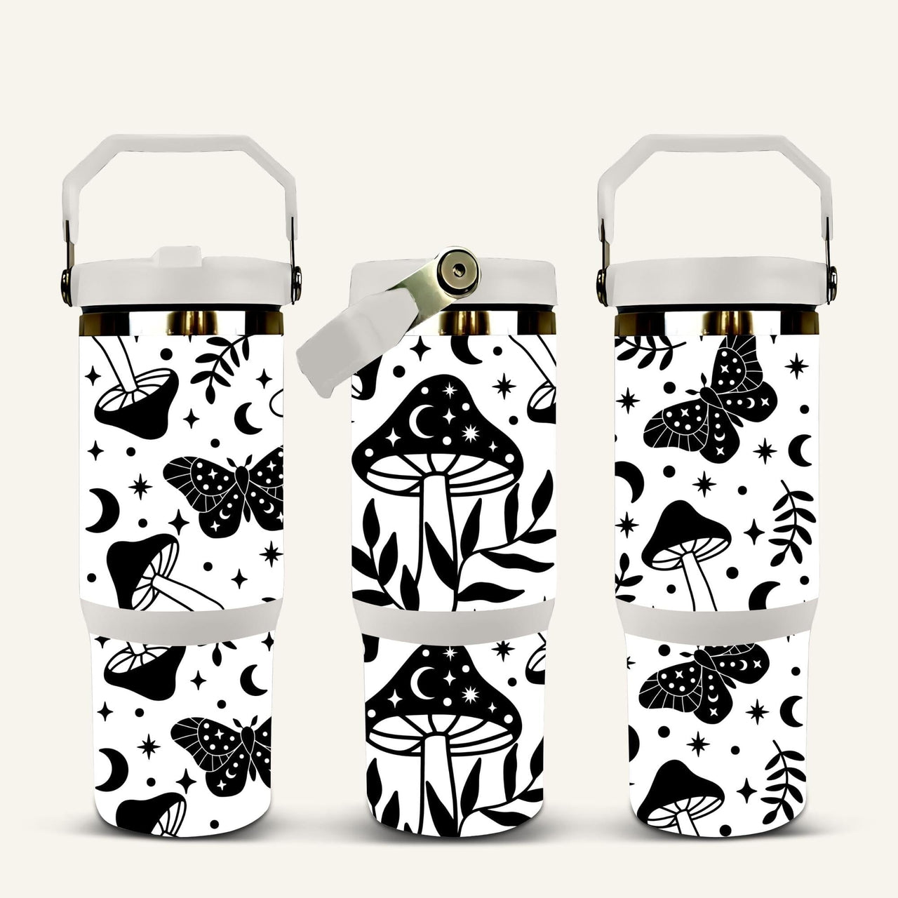 Mushroom Tumbler with Flip Straw