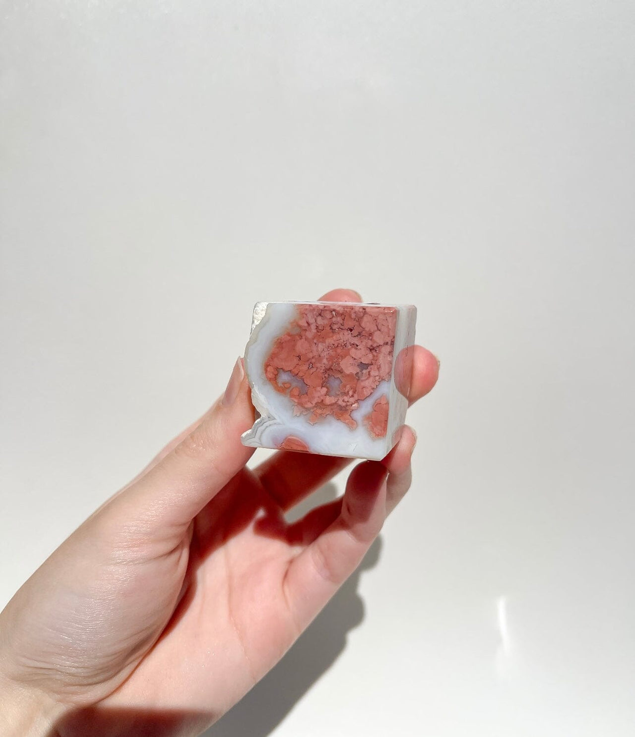 Pink Agate Corner Standing Cube