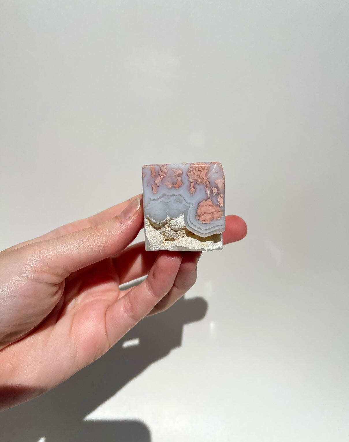 Pink Agate Corner Standing Cube