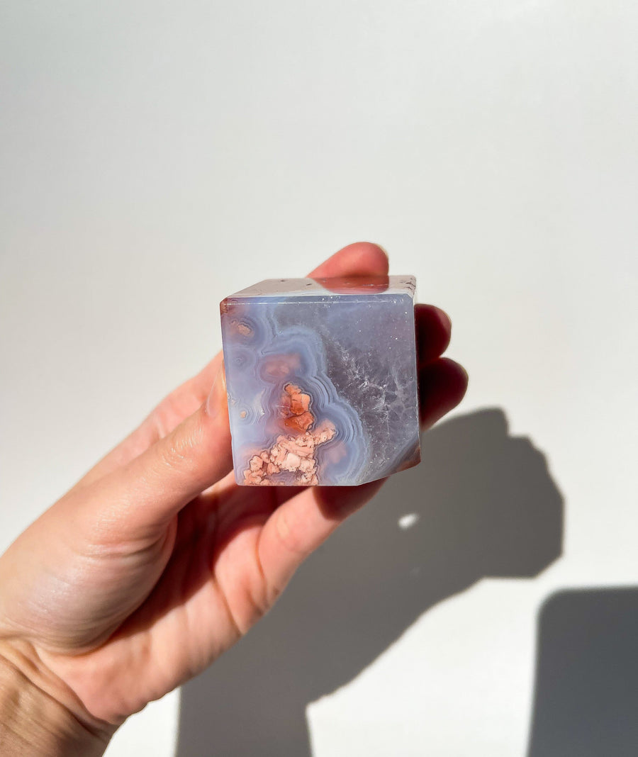 Pink Agate Cube (corner self-stand) #2