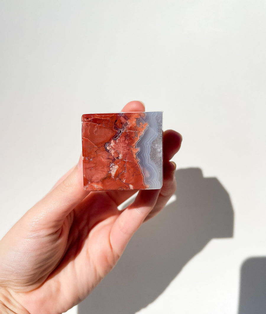 Pink Agate Cube (corner self-stand) #2