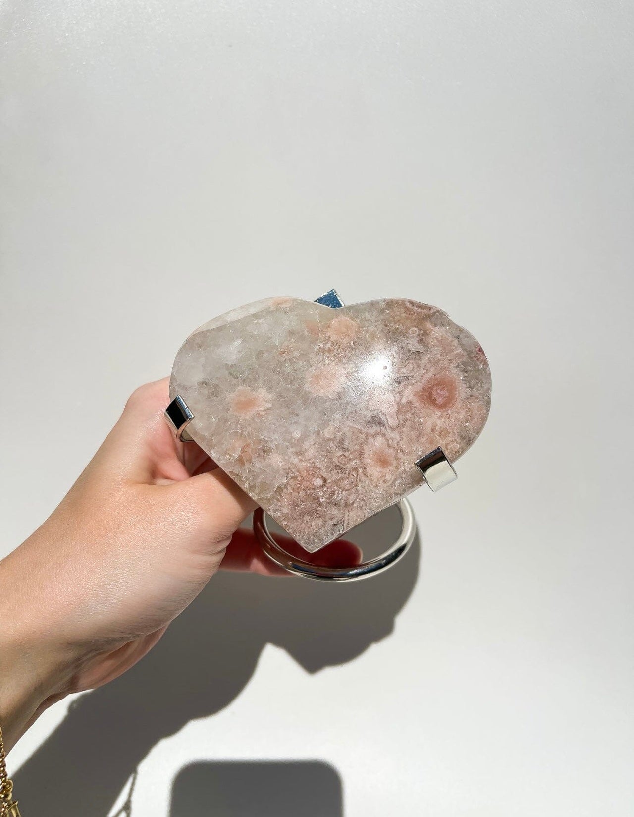 Pink Amethyst Heart On Stand #1