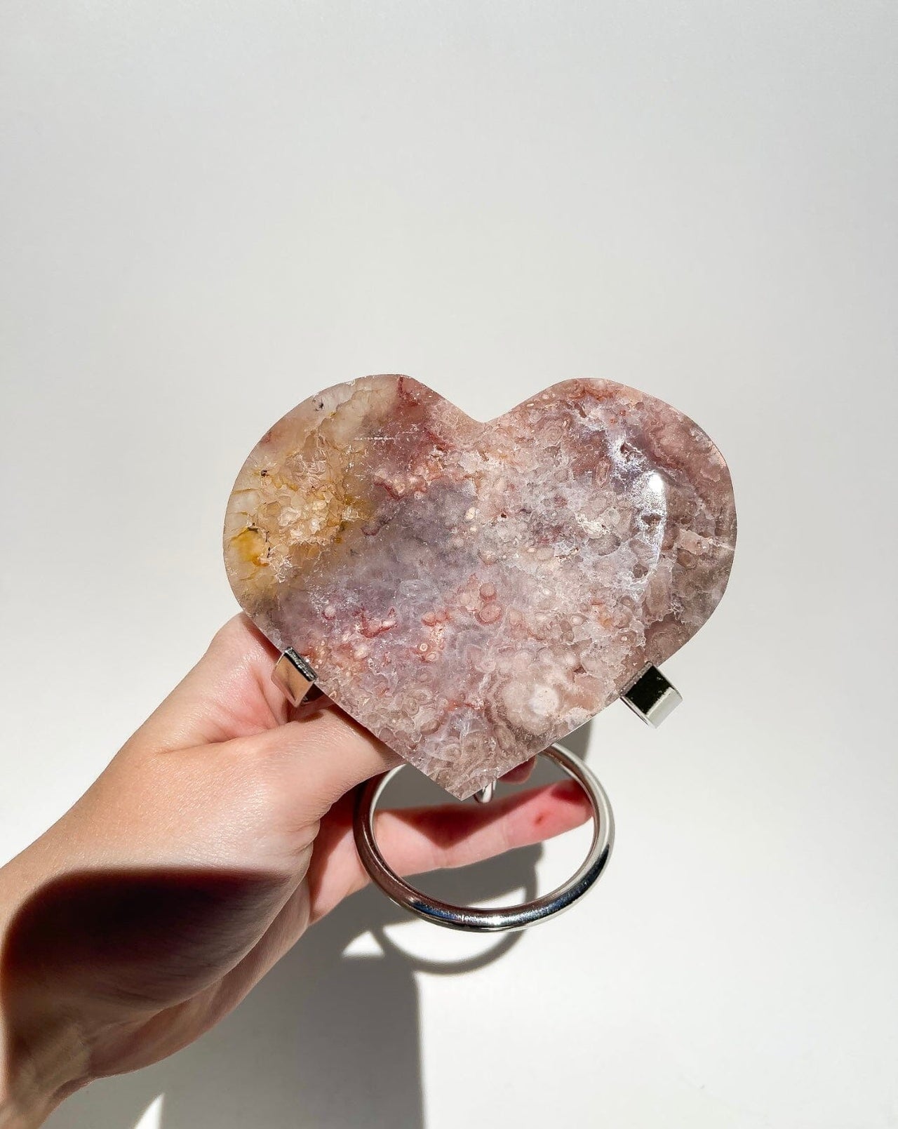Pink Amethyst Heart On Stand #3