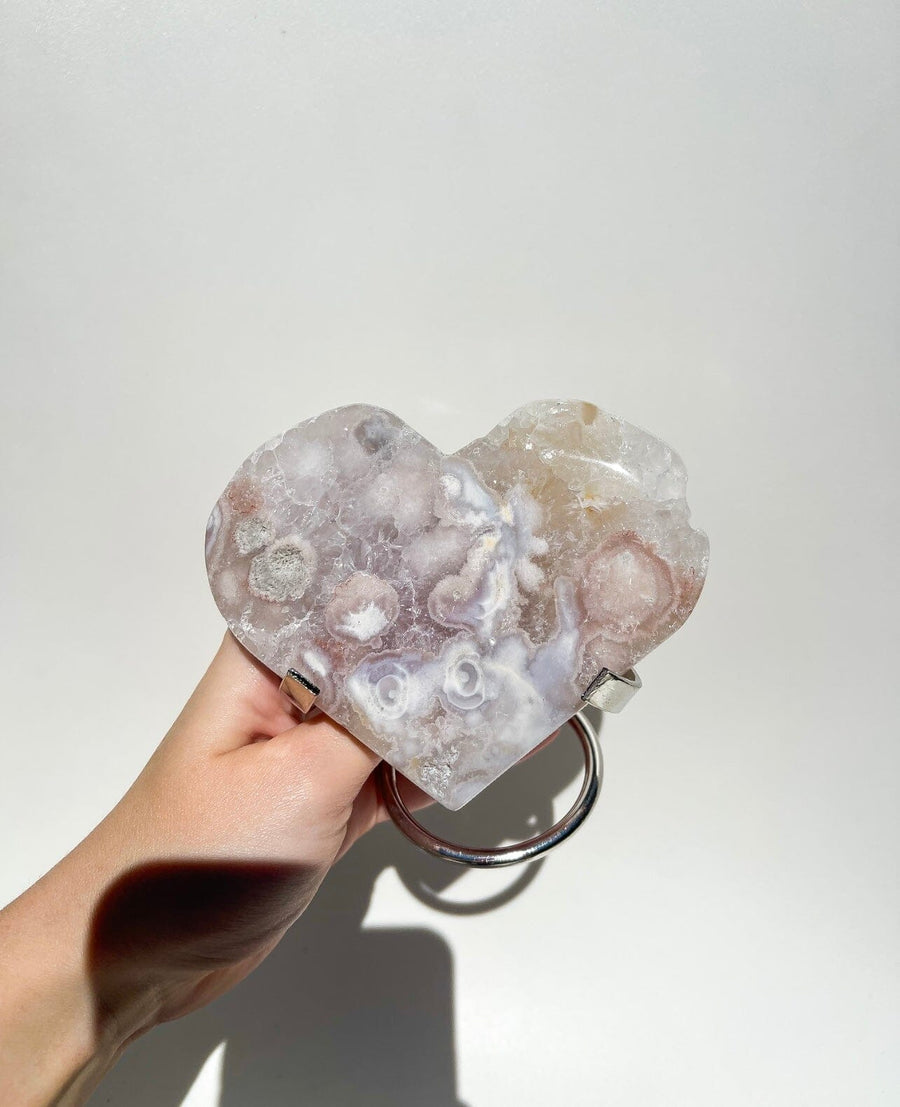 Pink Amethyst Heart On Stand #4