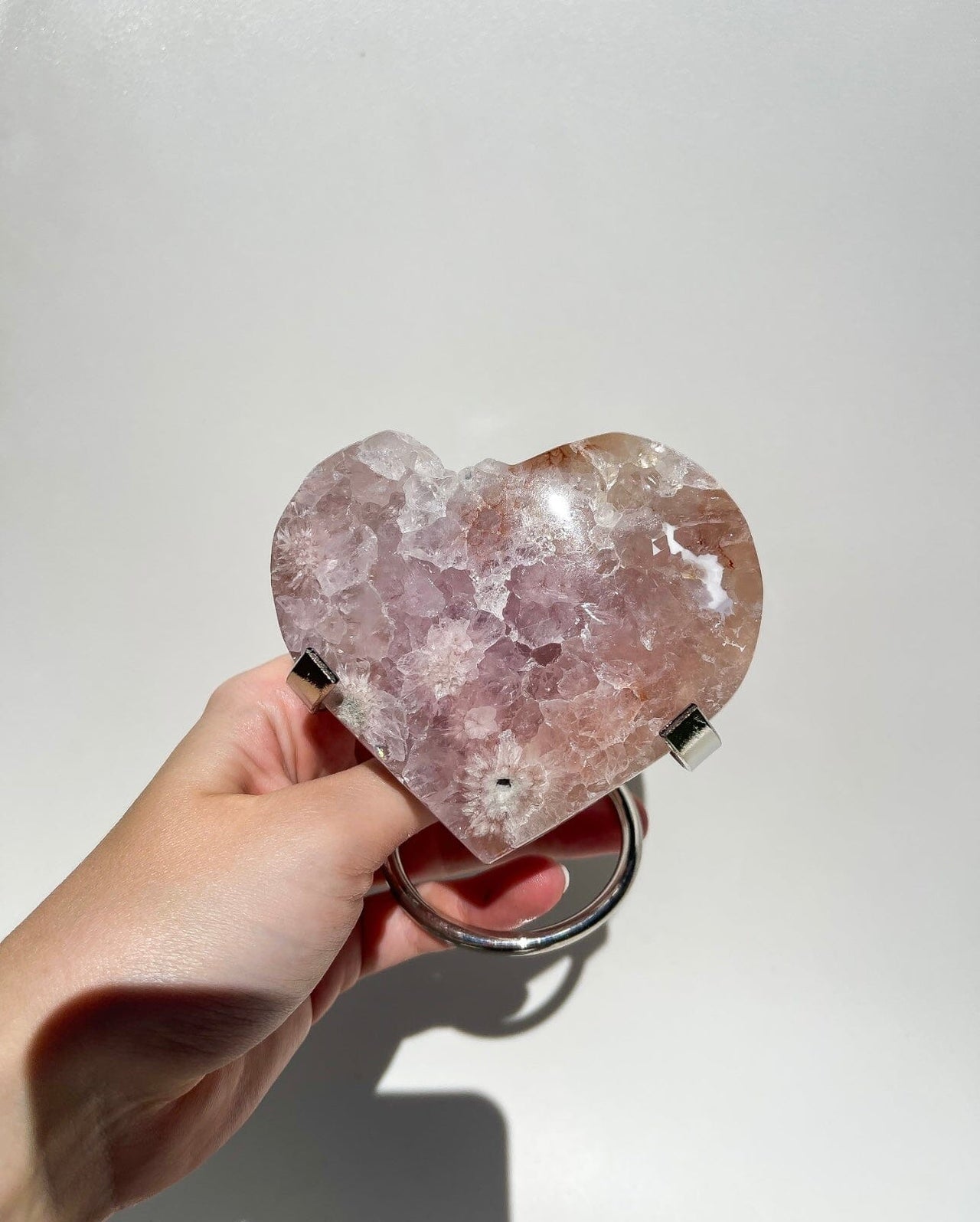Pink Amethyst Heart On Stand #5