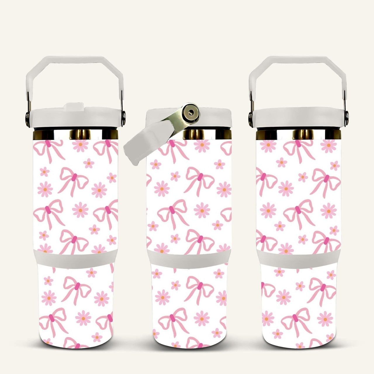 Pink Bows Tumbler with Flip Straw #3