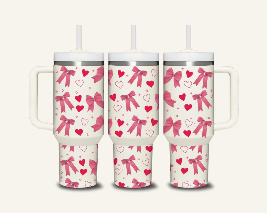Pink Bows Tumbler with Side Handle #1