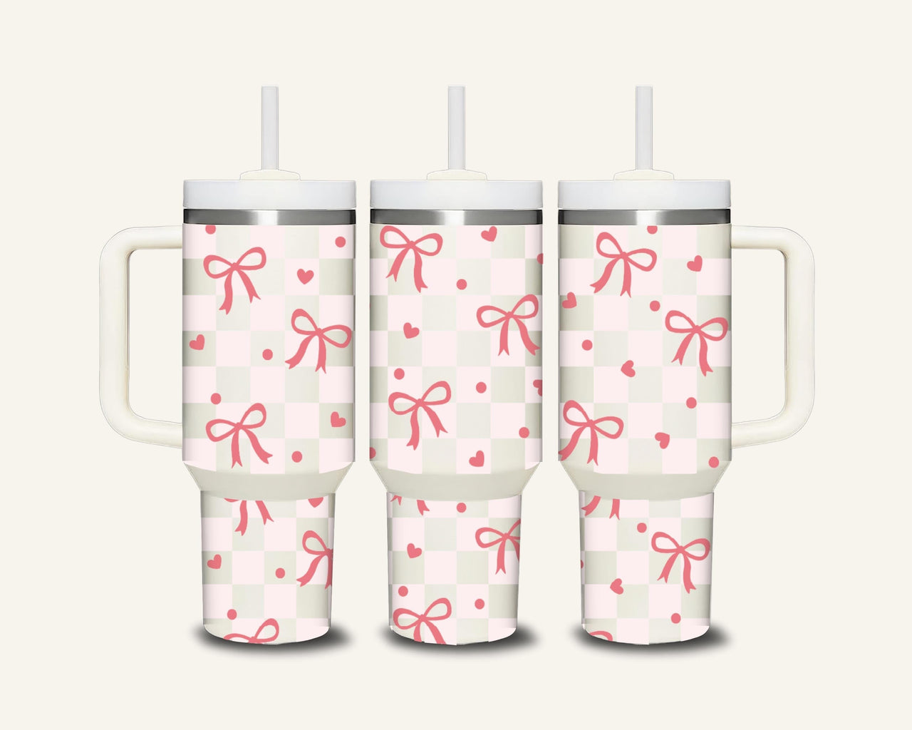 Pink Bows Tumbler with Side Handle #2