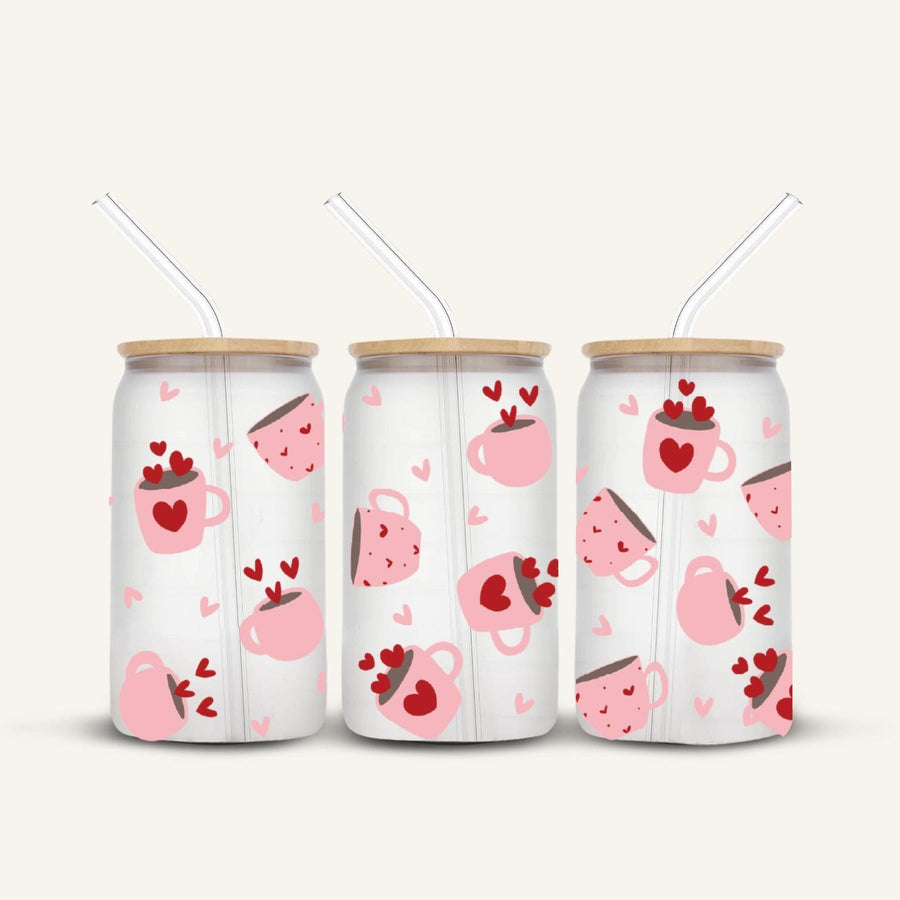 Pink Coffee Glass Cup *FROSTED*