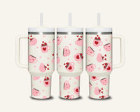 Pink Coffee Tumbler with Side Handle
