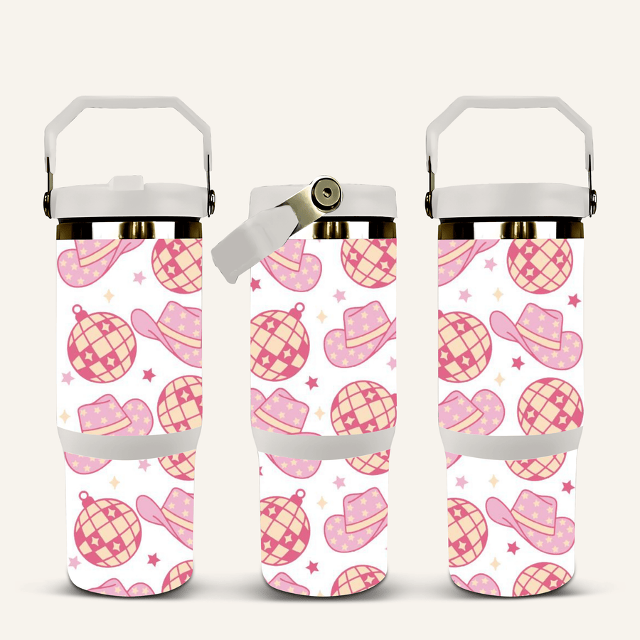Pink Disco Tumbler with Flip Straw