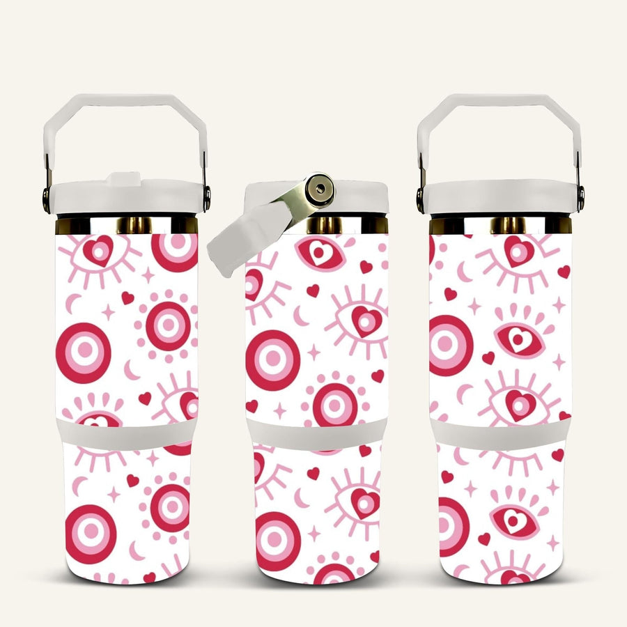 Pink Evil Eye Tumbler with Flip Straw