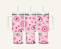 Pink Evil Eye Tumbler with Side Handle
