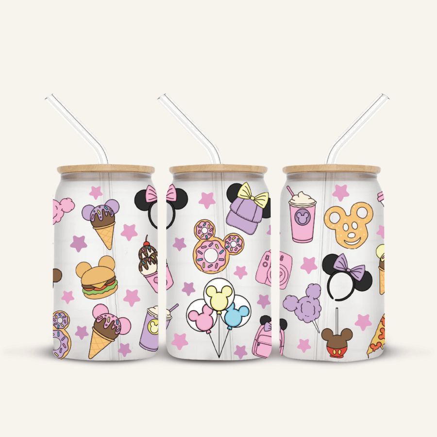 Pink Mickey Glass Cup *FROSTED*