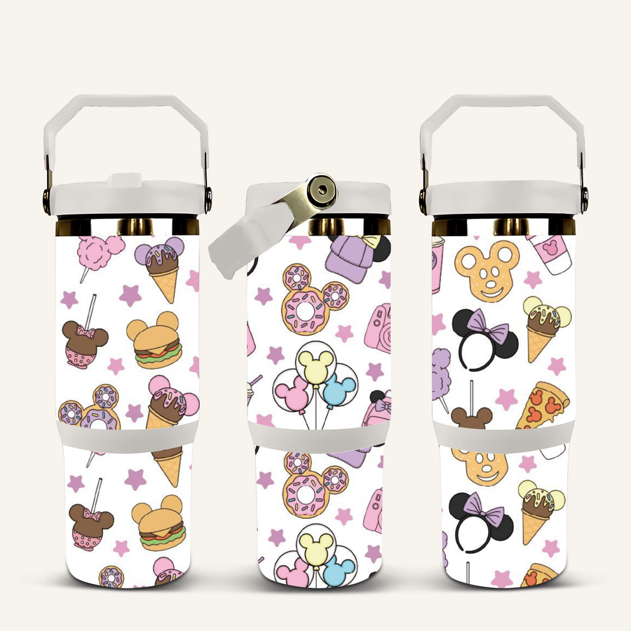 Pink Mickey Mouse Tumbler with Flip Straw