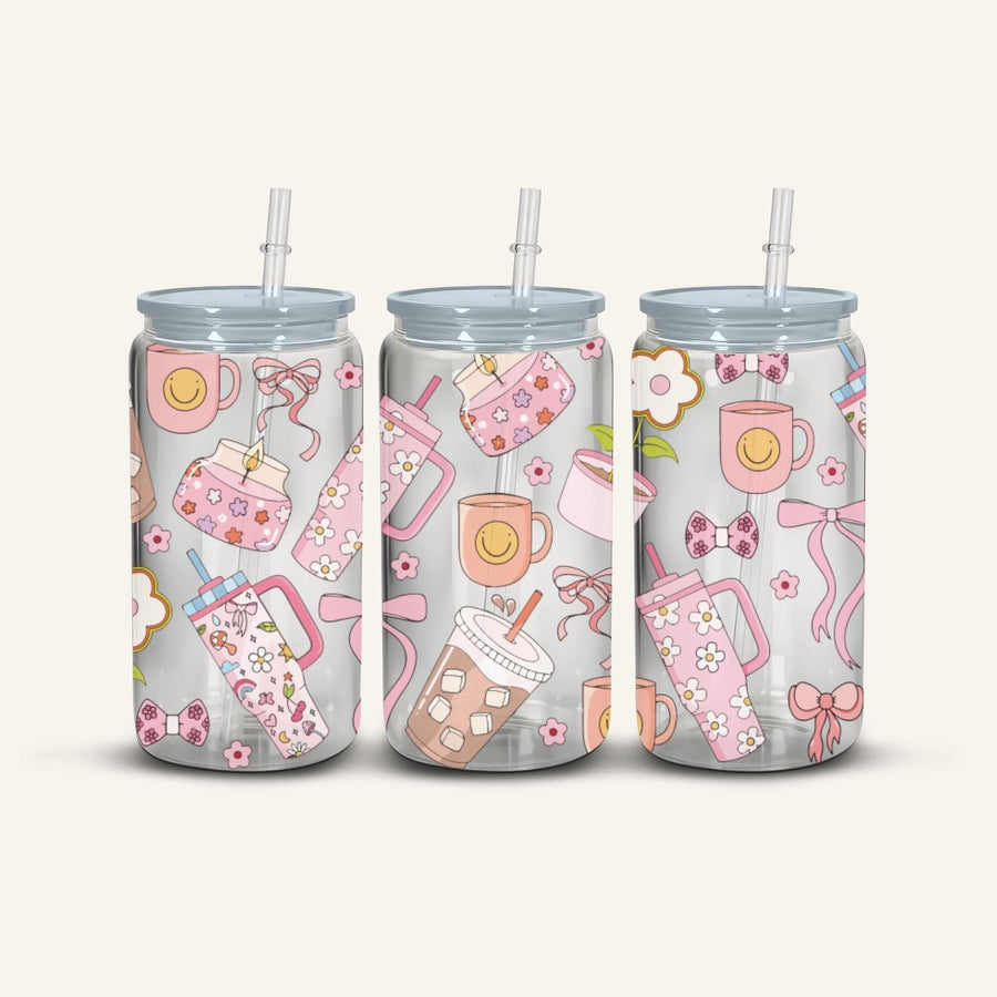 Pink Tumbler & Coffee Snowglobe Cup