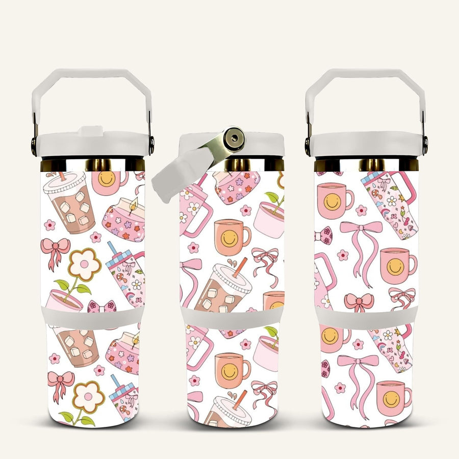 Pink Tumbler & Coffee Tumbler with Flip Straw