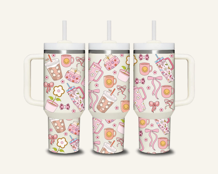 Pink Tumbler & Coffee Tumbler with Side Handle