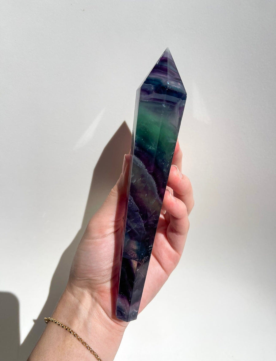 Rainbow Fluorite Wand #1 (see video)