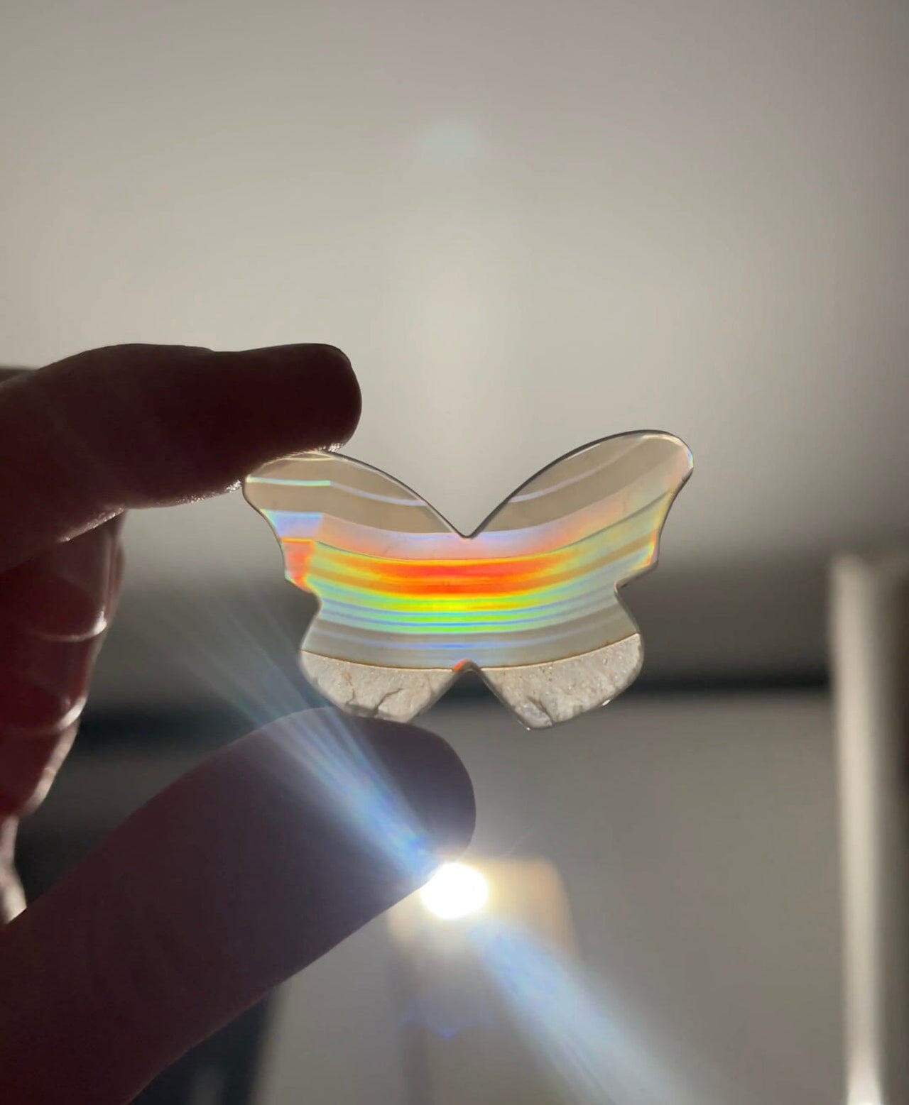 Rainbow Iris Agate Butterfly (see video) 3
