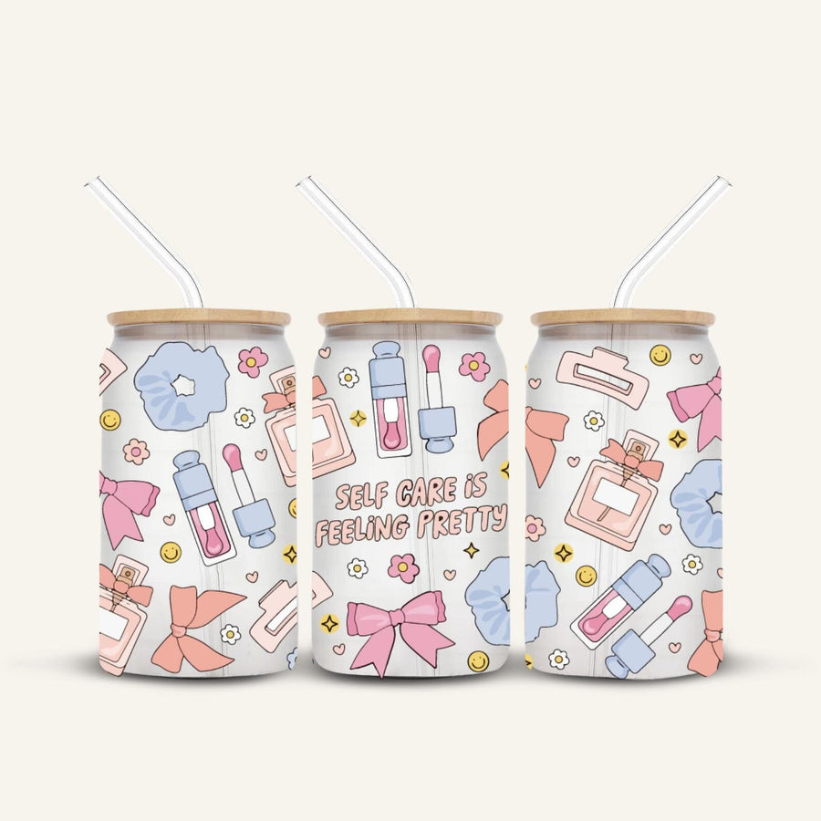 Self Care Is Feeling Pretty Glass Cup *FROSTED*