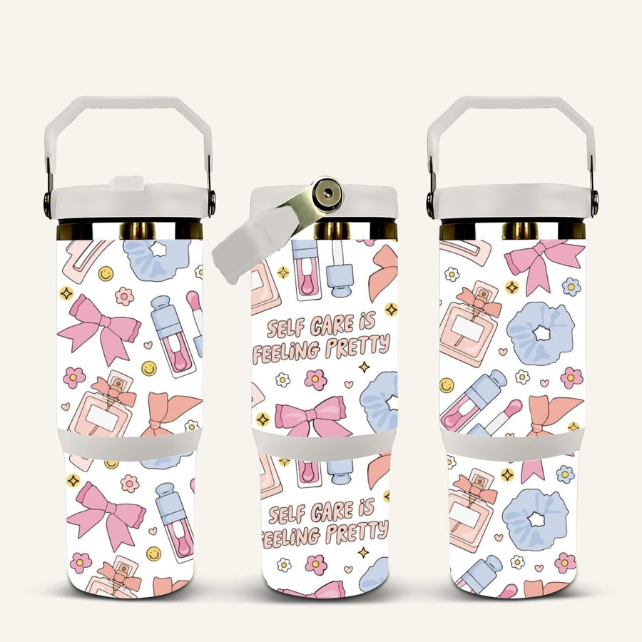 Self Care Is Feeling Pretty Tumbler with Flip Straw