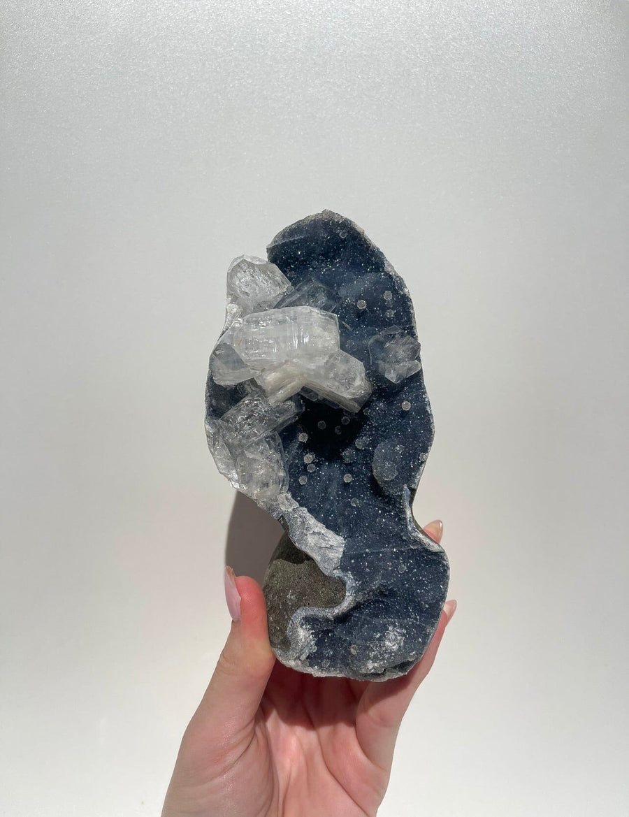 Self-Standing Blue Chalcedony & Apophyllite Cluster (see video) #2